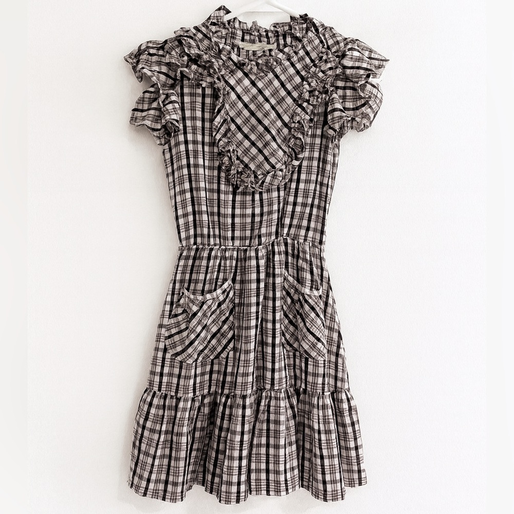 Sea New York Black and White Plaid Ruffle Dress